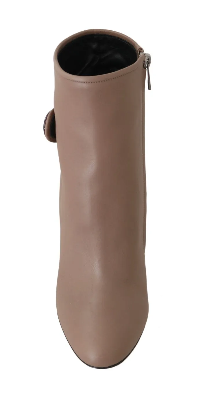 Brown Leather Heels Ankle Boots
