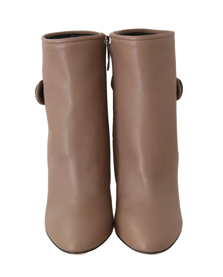 Brown Leather Heels Ankle Boots