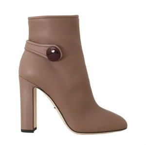 Brown Leather Heels Ankle Boots