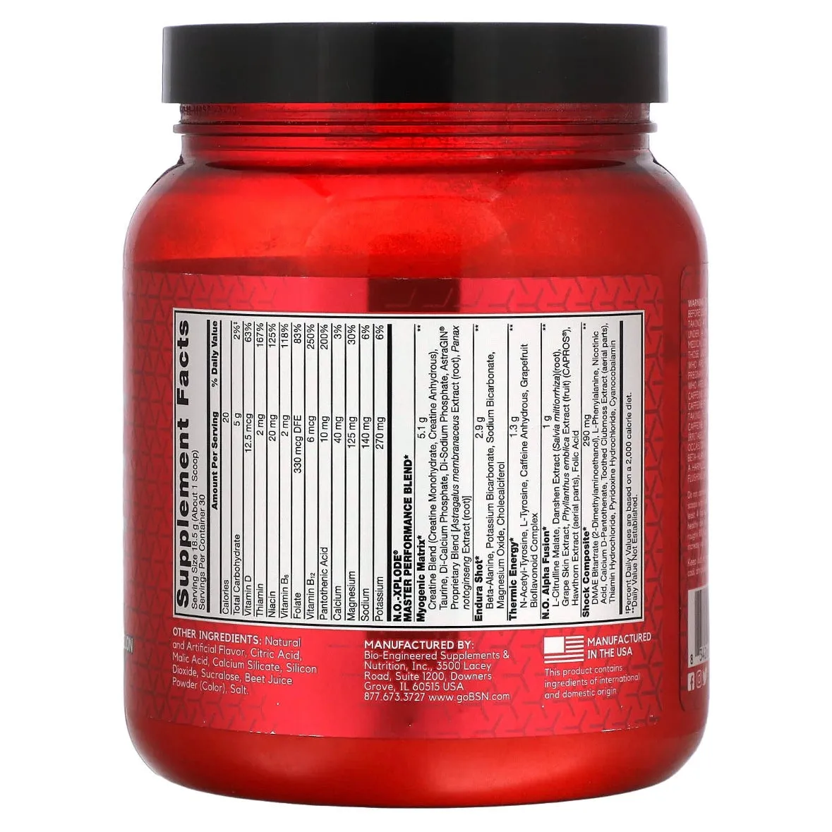 BSN, N.O.-Xplode Legendary Pre-Workout 1.22 lb (555 g) Watermelon Exp Oct 2025