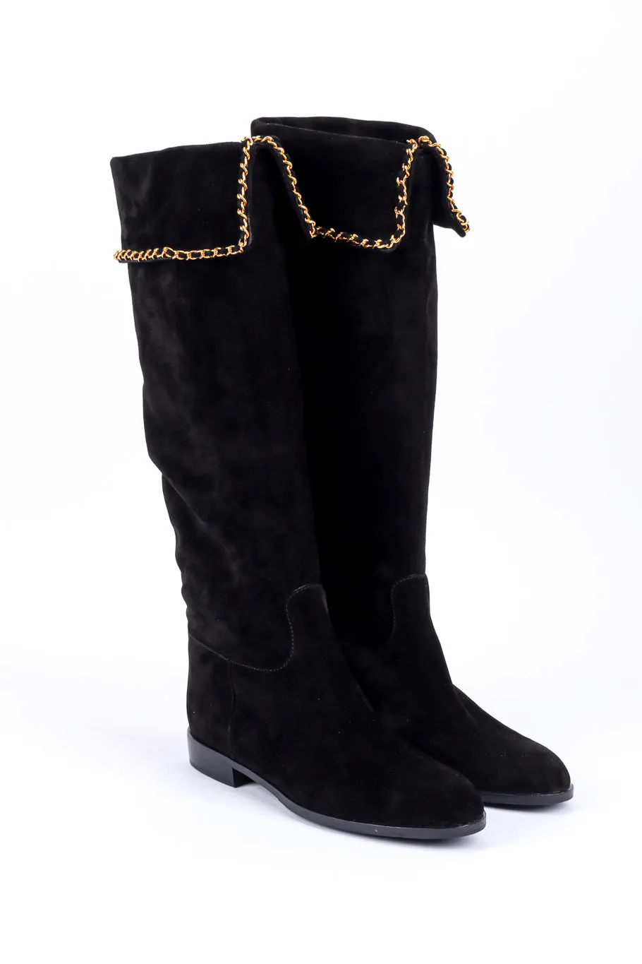 Chain Trim Suede Boots