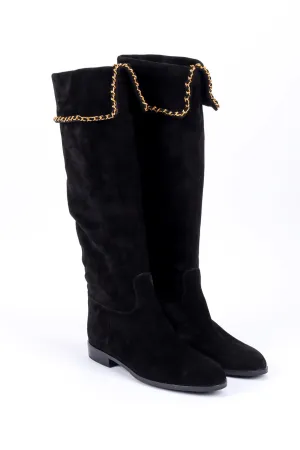 Chain Trim Suede Boots