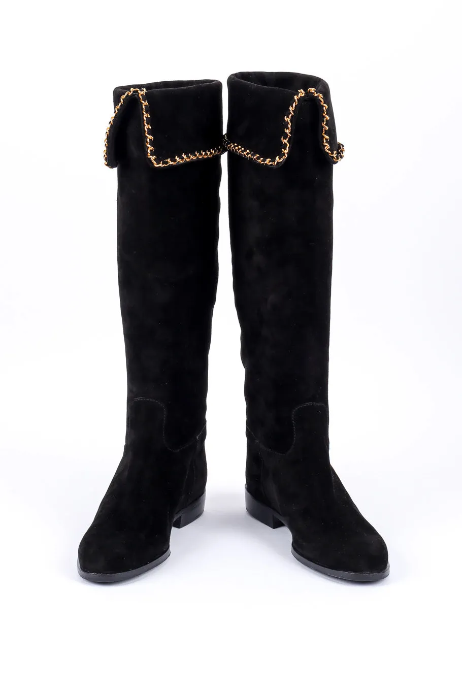 Chain Trim Suede Boots