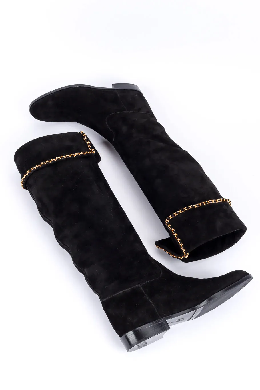 Chain Trim Suede Boots