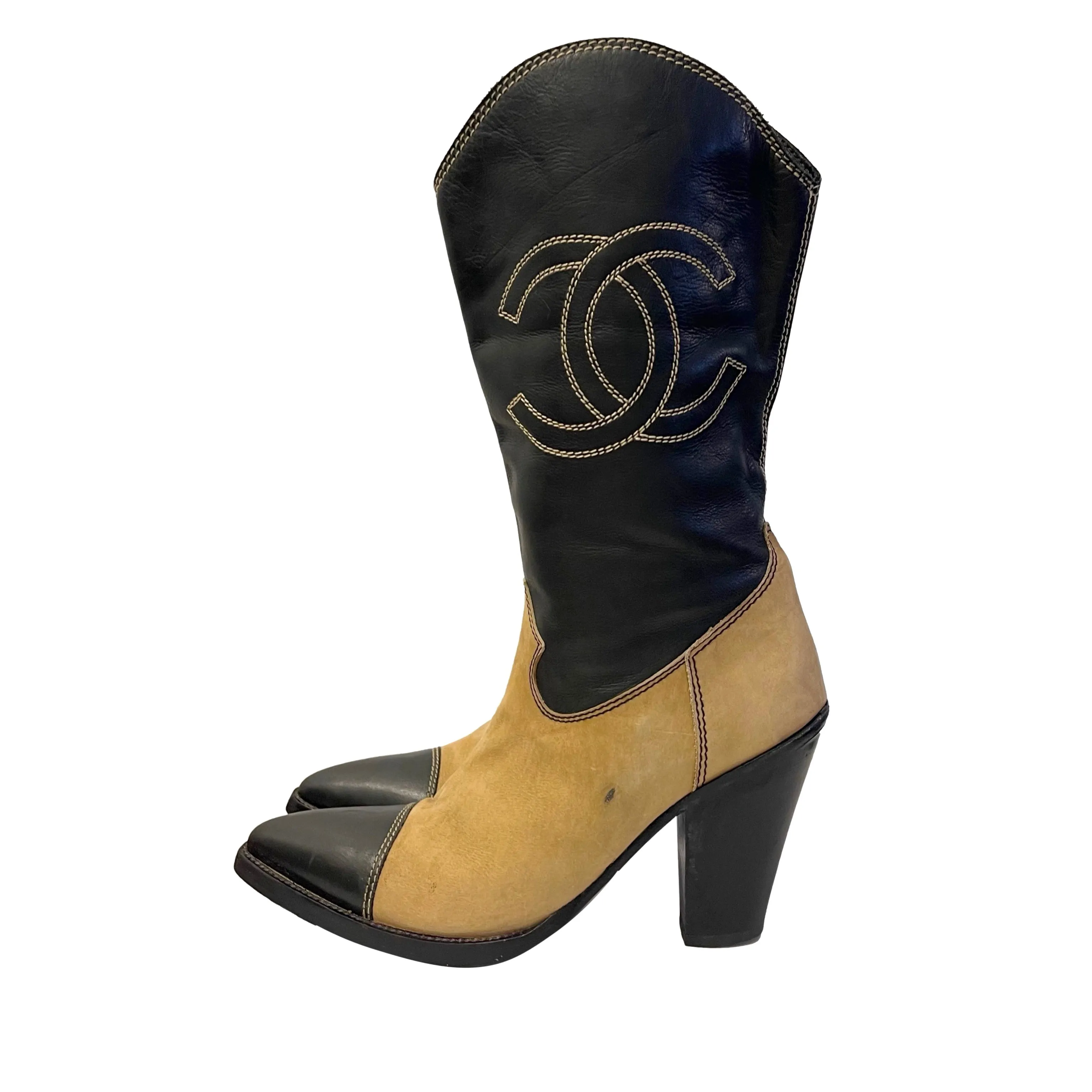 Chanel Logo Cowboy Boots