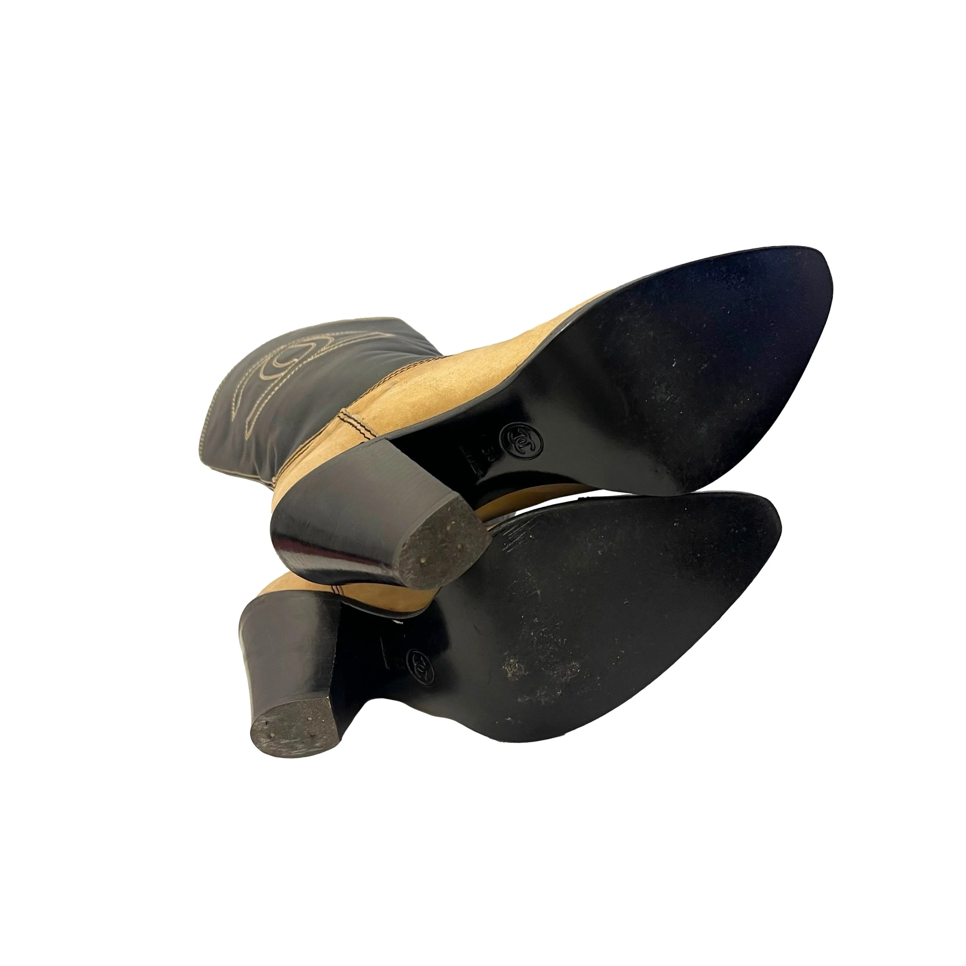 Chanel Logo Cowboy Boots