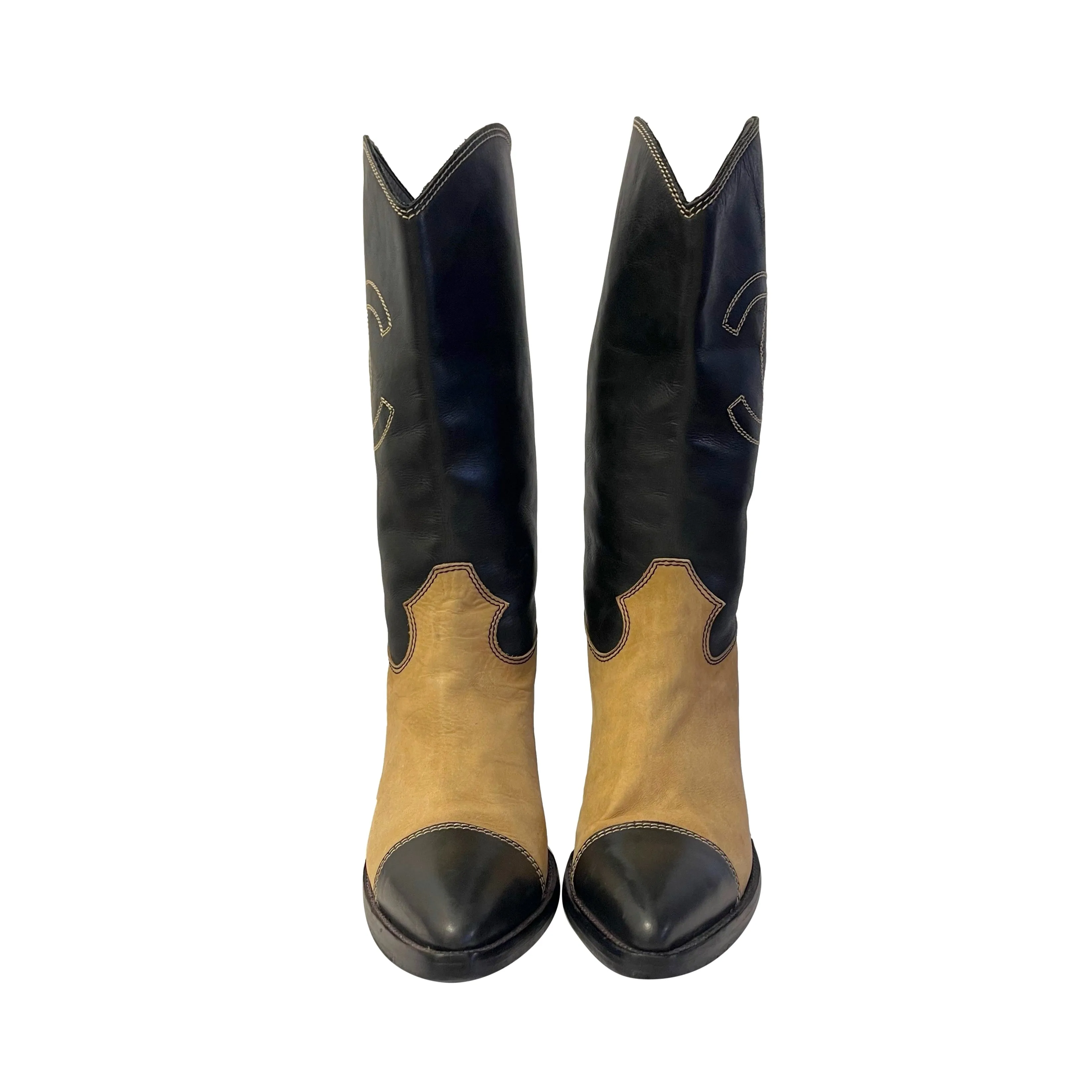 Chanel Logo Cowboy Boots