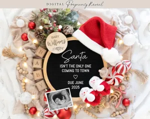 Christmas Digital Baby Announcement - Santa Hat
