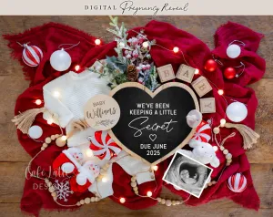 Christmas Digital Pregnancy Announcement Template - Heart & Baby Knit