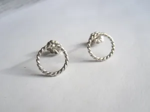 Classy and Stylish, Hand-Crafted Sterling Silver "Twisted Rope" Stud Earrings - 0064