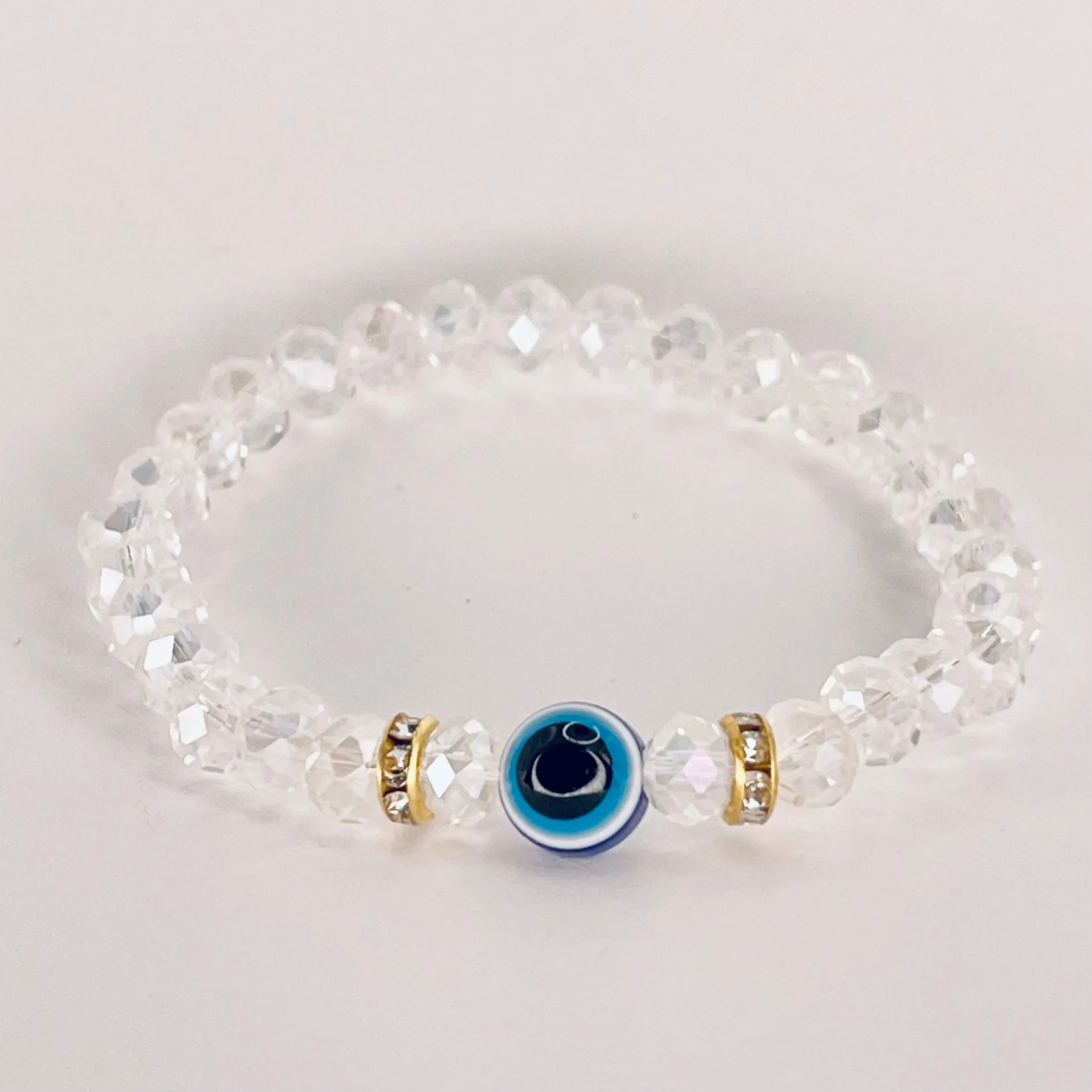 Clear Beaded Evil Eye Kids Bracelet – Protective & Stylish