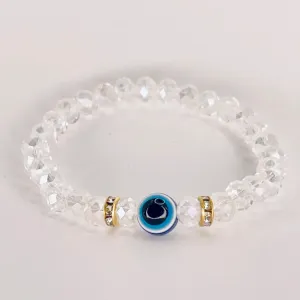 Clear Beaded Evil Eye Kids Bracelet – Protective & Stylish