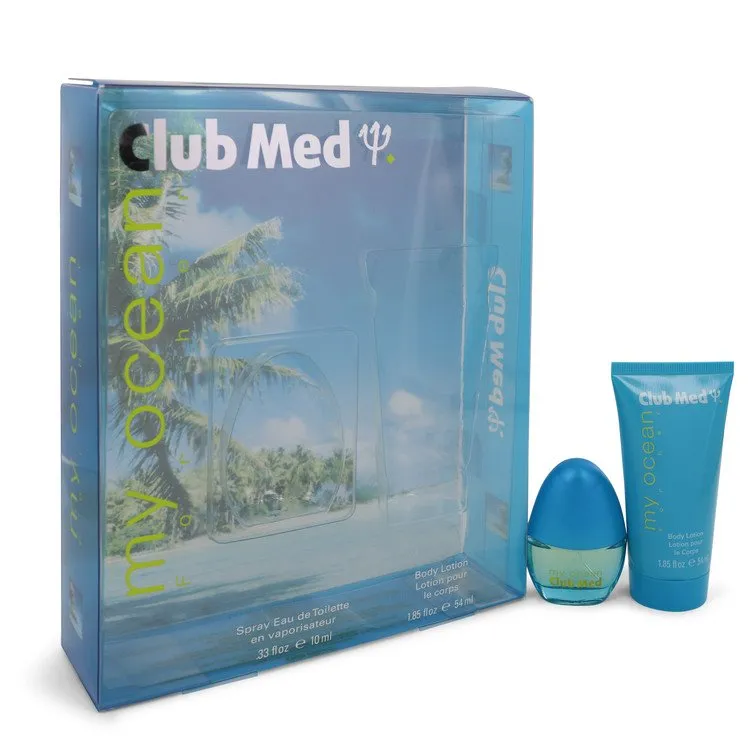 Club Med My Ocean by Coty Gift Set -- .33 oz Mini EDT Spray   1.85 oz Body Lotion for Women