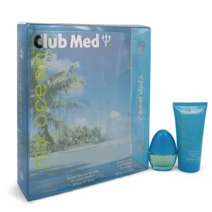 Club Med My Ocean by Coty Gift Set -- .33 oz Mini EDT Spray   1.85 oz Body Lotion for Women