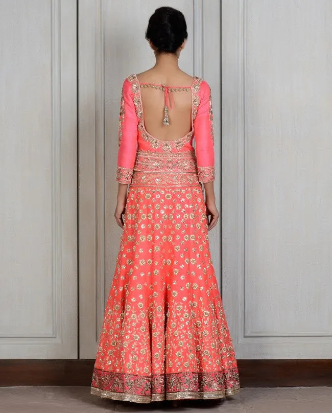 Coral color lehenga choli