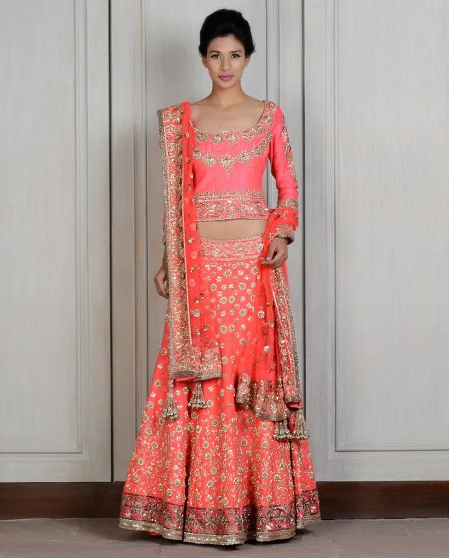 Coral color lehenga choli