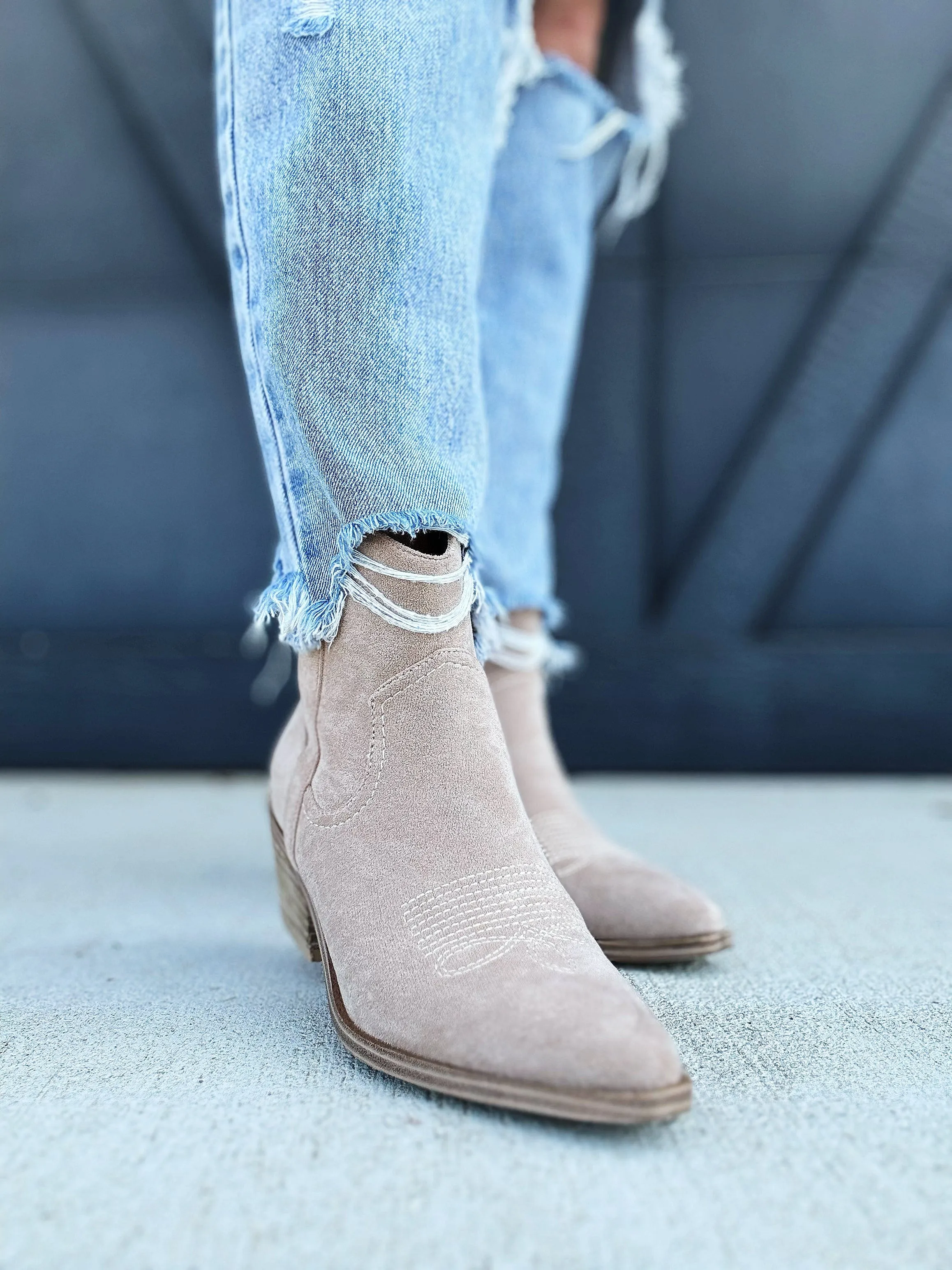 Corkys Quittin Time Booties In Sand Faux Suede