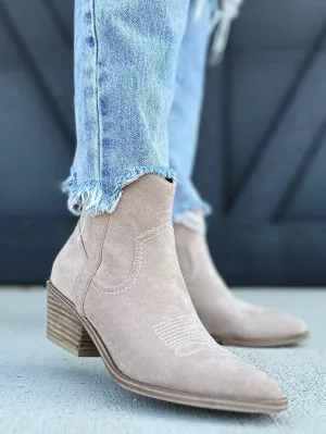 Corkys Quittin Time Booties In Sand Faux Suede