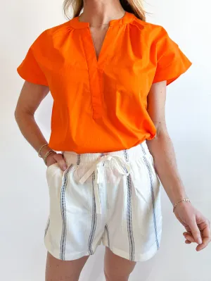 Cotton Blend Striped Shorts