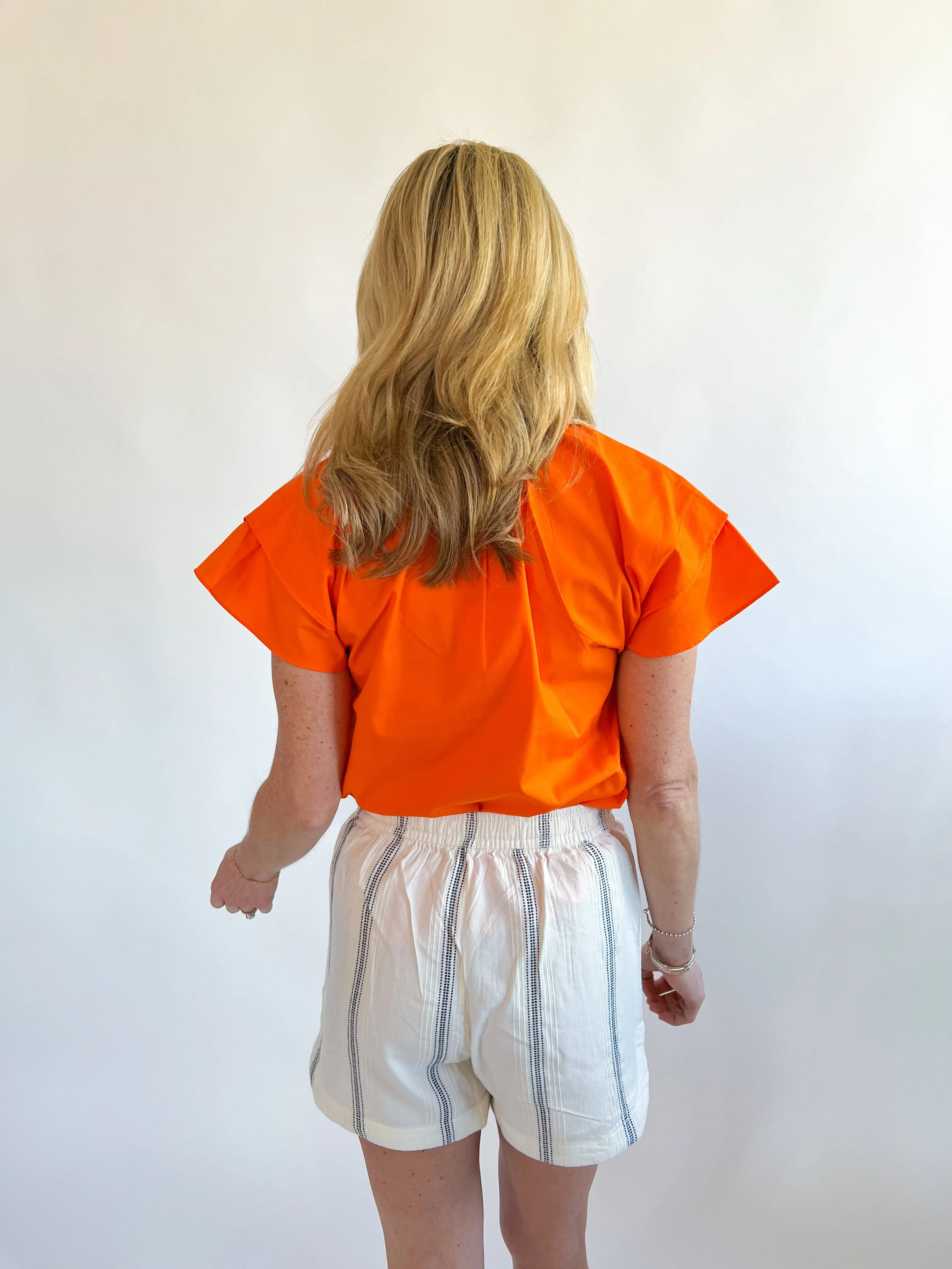 Cotton Blend Striped Shorts