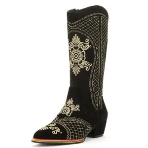 Cowgirl Long Autumn Embroidered Western Boots Cowboy Pointed Toe High Quality Shoes Knee Real Leather Fall Heel Women Chunky