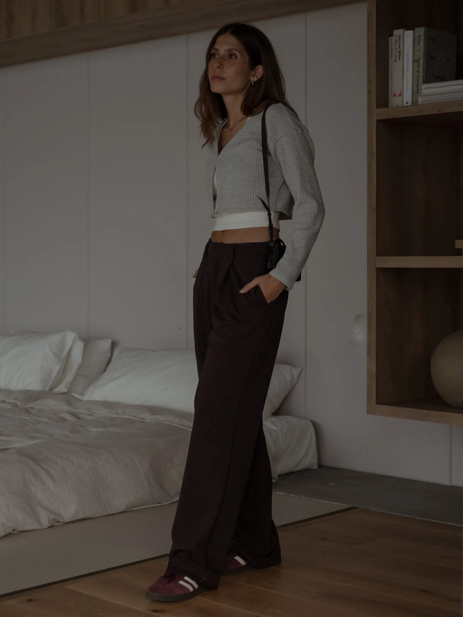 COZY CROPPED CARDIGAN - LIGHT GRAY