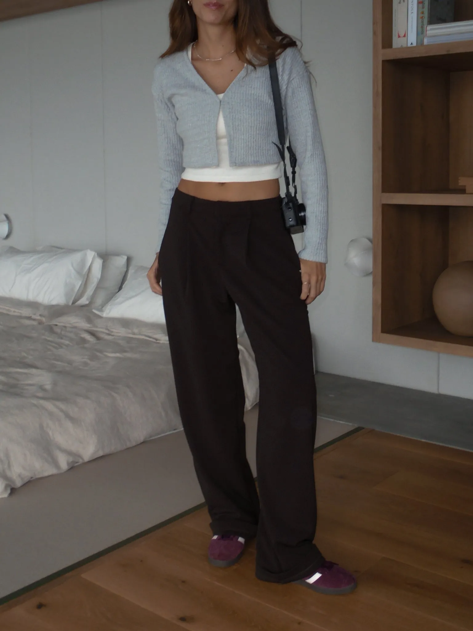 COZY CROPPED CARDIGAN - LIGHT GRAY