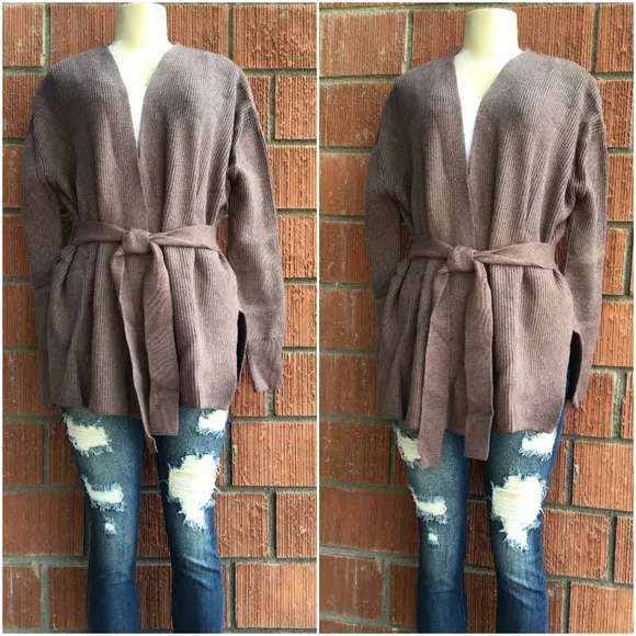 CURRENT AIR Anthro Cozy Chic Taupe Wrap Cardigan