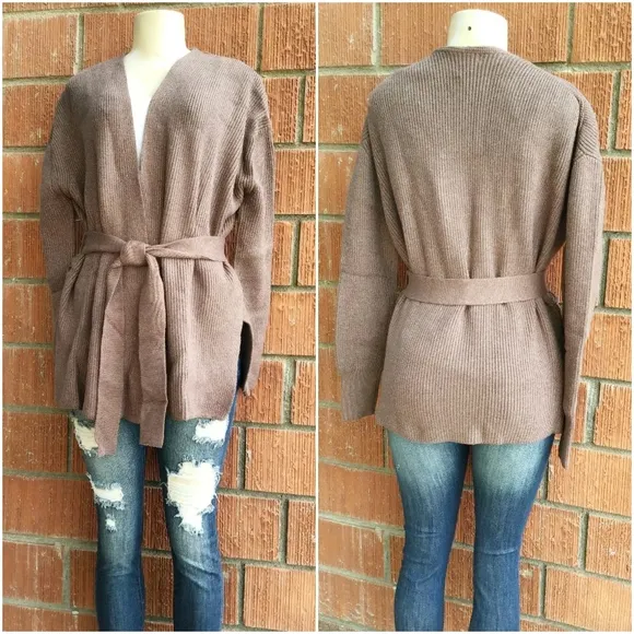CURRENT AIR Anthro Cozy Chic Taupe Wrap Cardigan