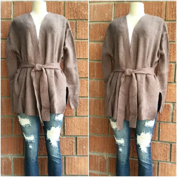 CURRENT AIR Anthro Cozy Chic Taupe Wrap Cardigan