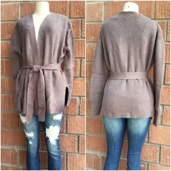 CURRENT AIR Anthro Cozy Chic Taupe Wrap Cardigan
