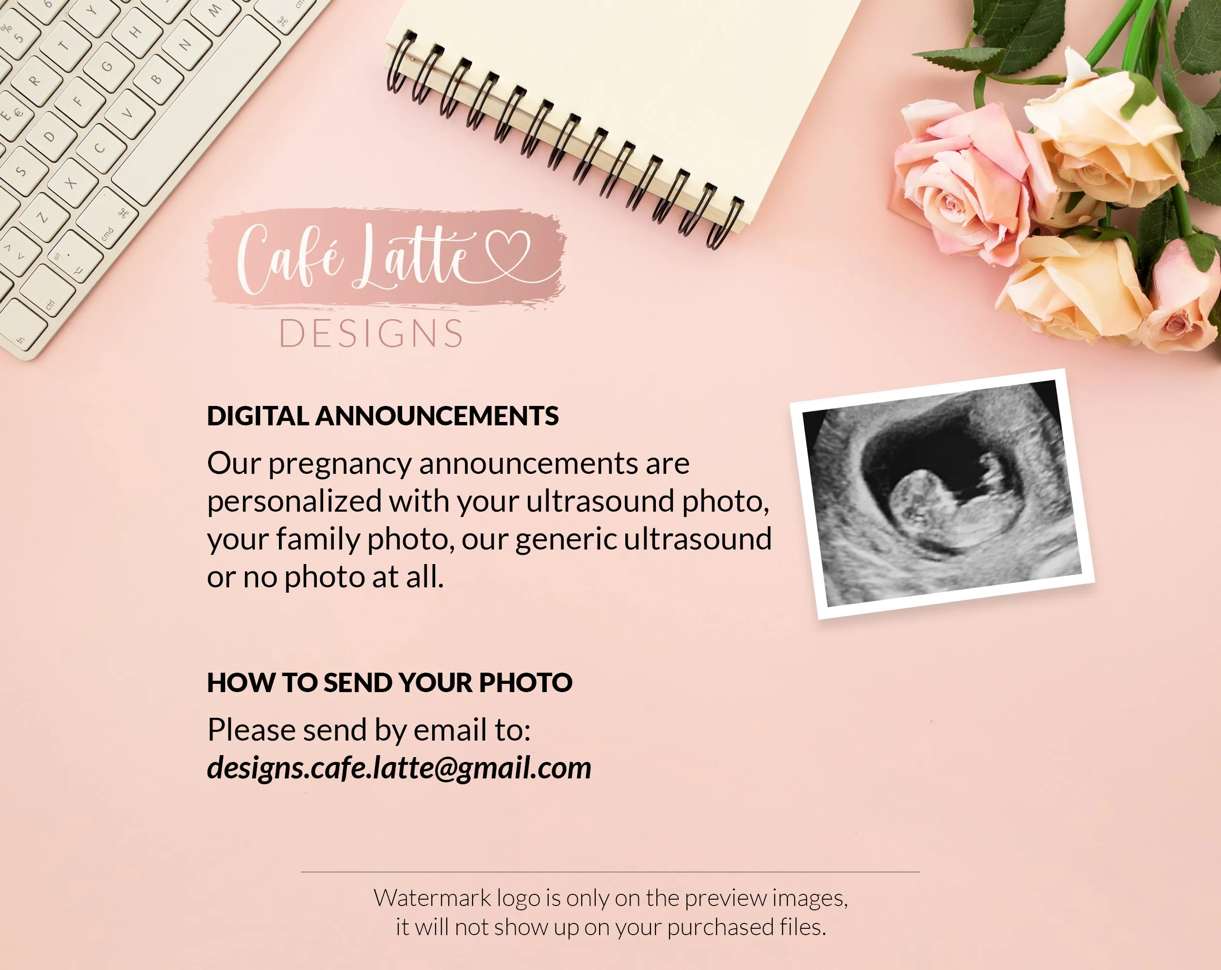 Digital Christmas Pregnancy Announcement Social Media Santa Coming To Town, Reason To Be Merry, The More The Merrier, Snowflakes Bear Winter