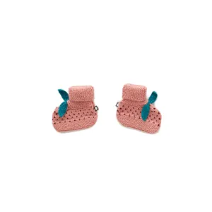 dot booties, peony/burgundy