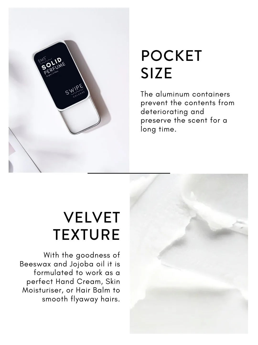 EM5™ Swipe | Solid Perfume for Women | Alcohol Free Strong lasting fragrance | Powdery Fruity Rose | With the Goodness of Beeswax   Shea Butter