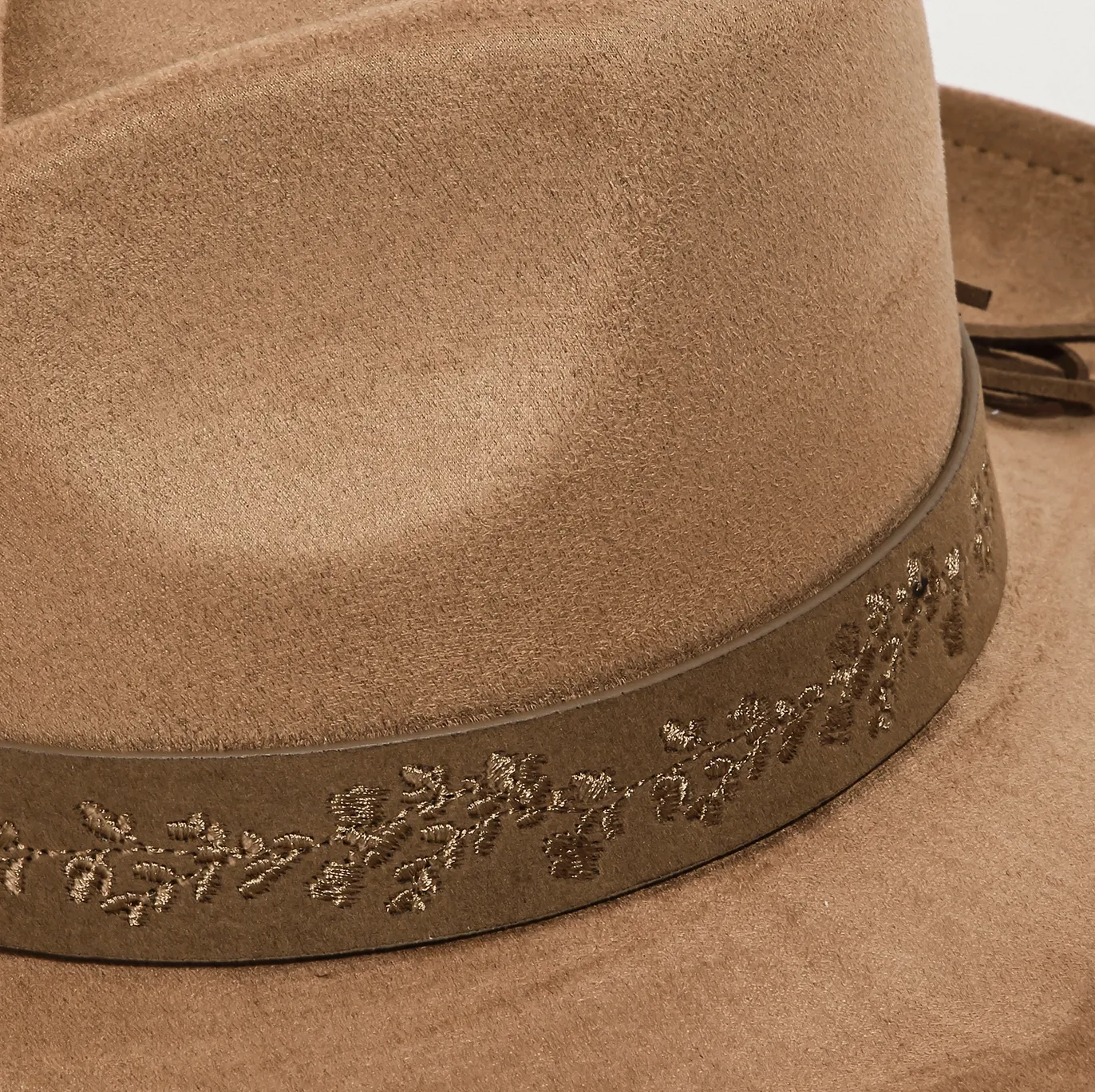 Embroidered Flower Strap Fedora Hat