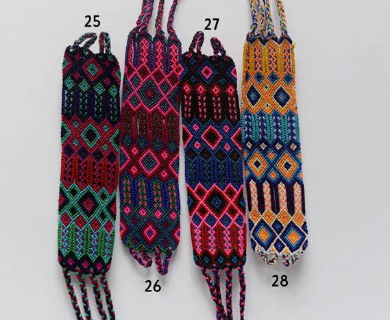 Embroidered Mexican Woven Friendship Bracelets - Long