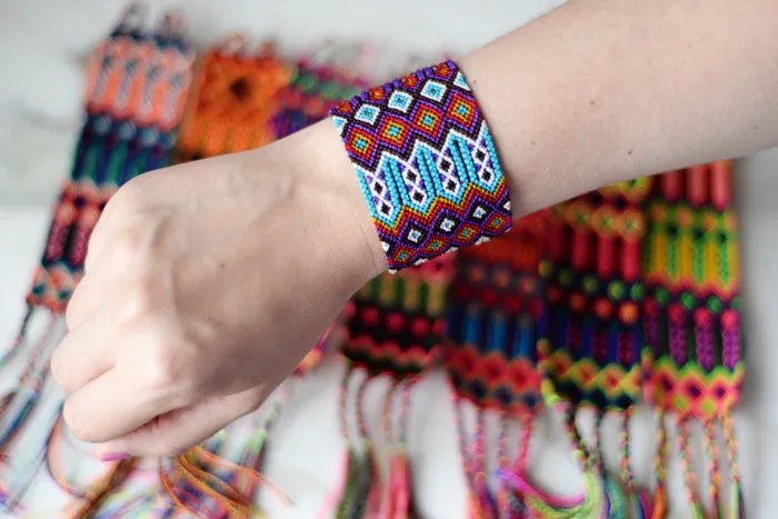 Embroidered Mexican Woven Friendship Bracelets - Long
