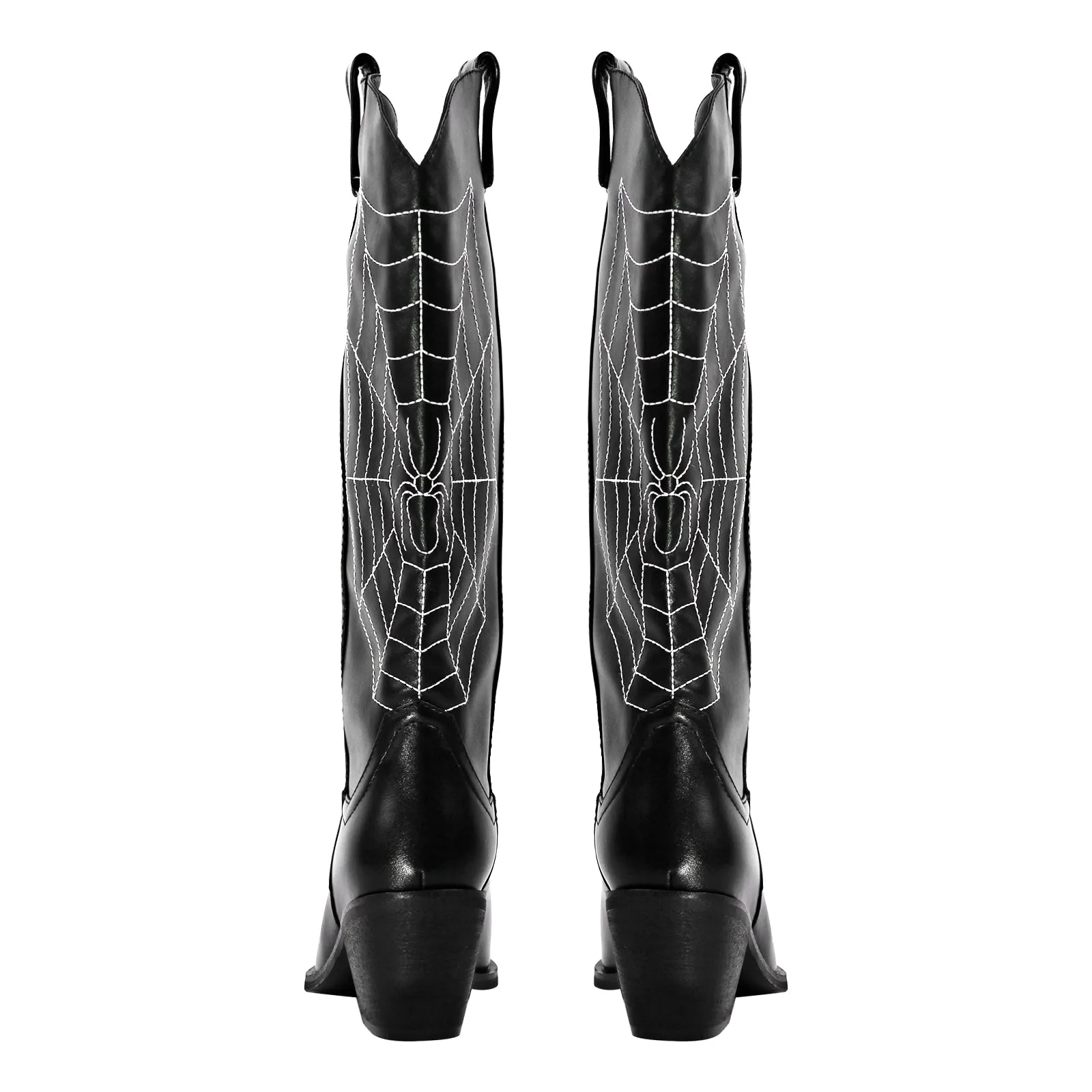 Embroidery Spider Webs Mid-Calf Boots