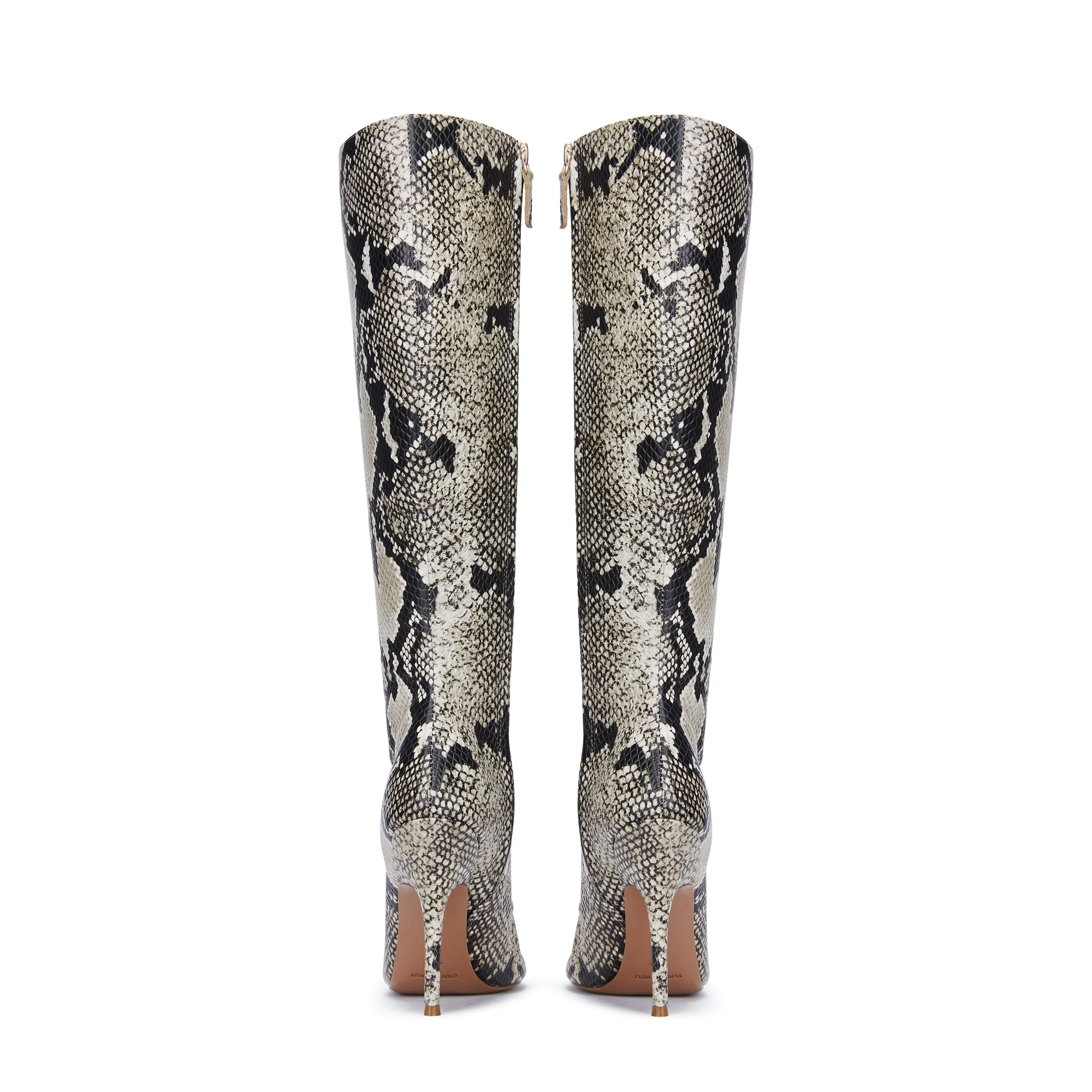 Emily Snakeskin Heeled Boots (Two Calf Sizes)