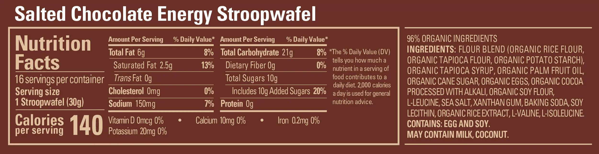 Energy Stroopwafel - Gluten Free - Salted Chocolate