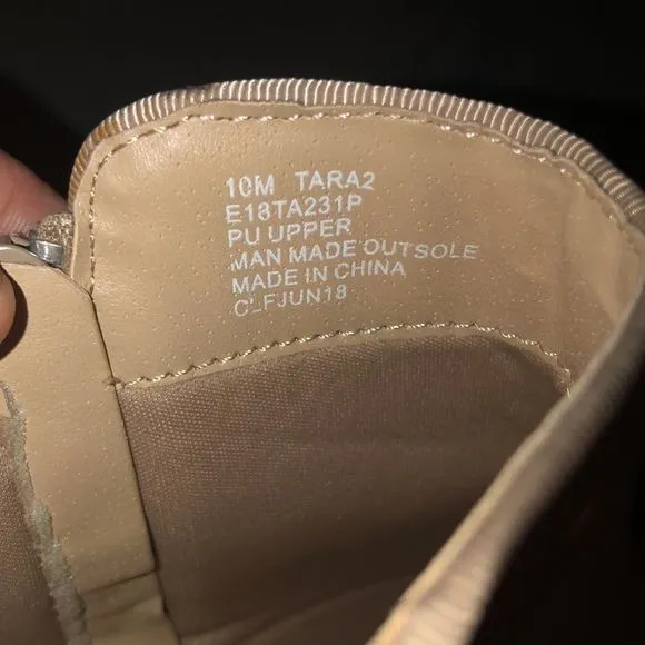 ESPRIT 10 Light Brown Cream Faux Leather Ankle Booties Perforated Tiny Holes