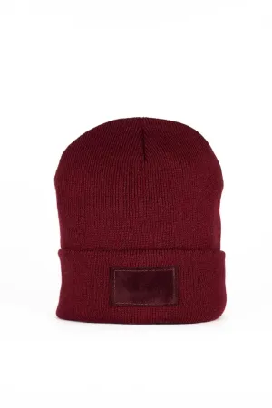 Etta Leather Patch Beanie | Merlot
