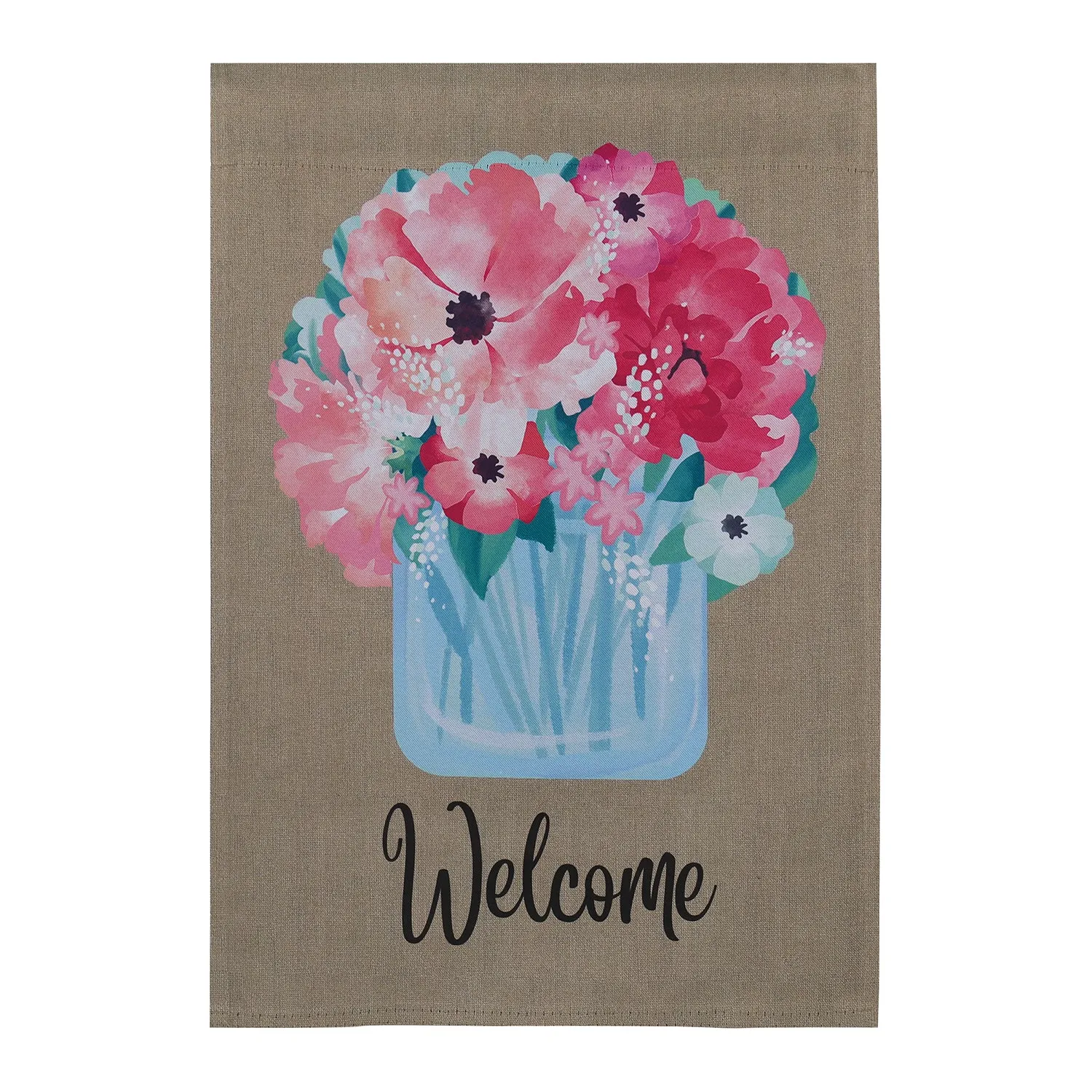 Evergreen Garden Flag,Welcome Mason Jar Garden Flag,0.05"X12.5"X18"