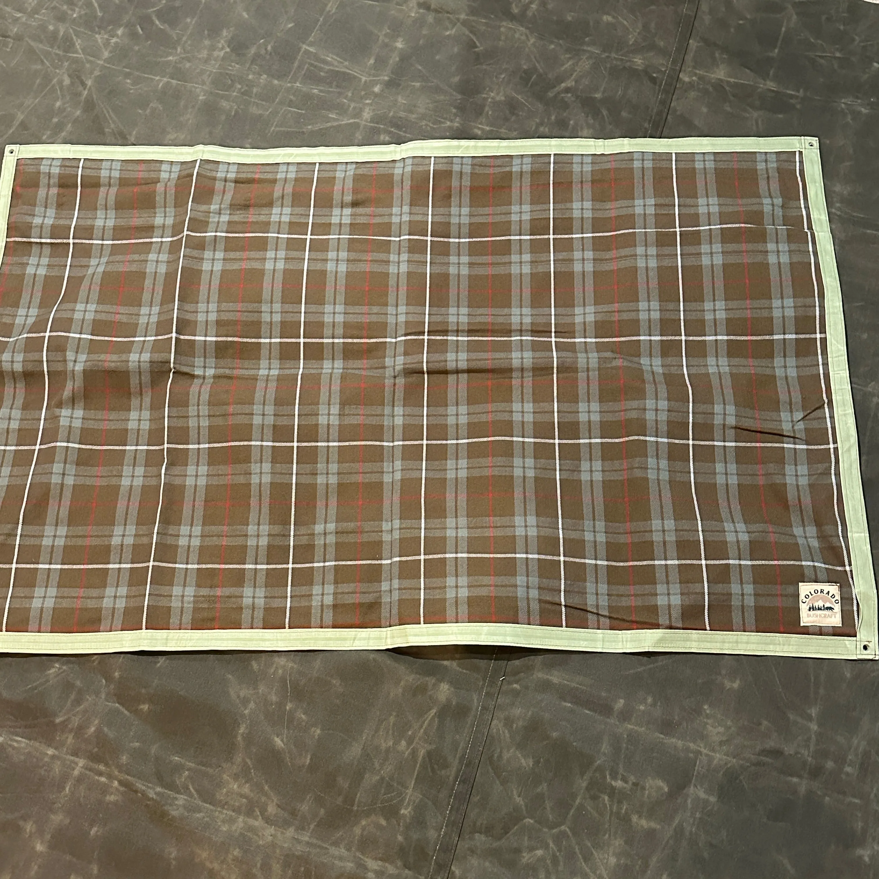 Extra Large Waxed Canvas and Tartan Wool Lined Bushcraft Ground Cloth