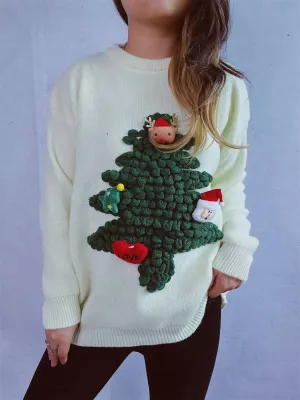 Festive Long Sleeve Sweater In White