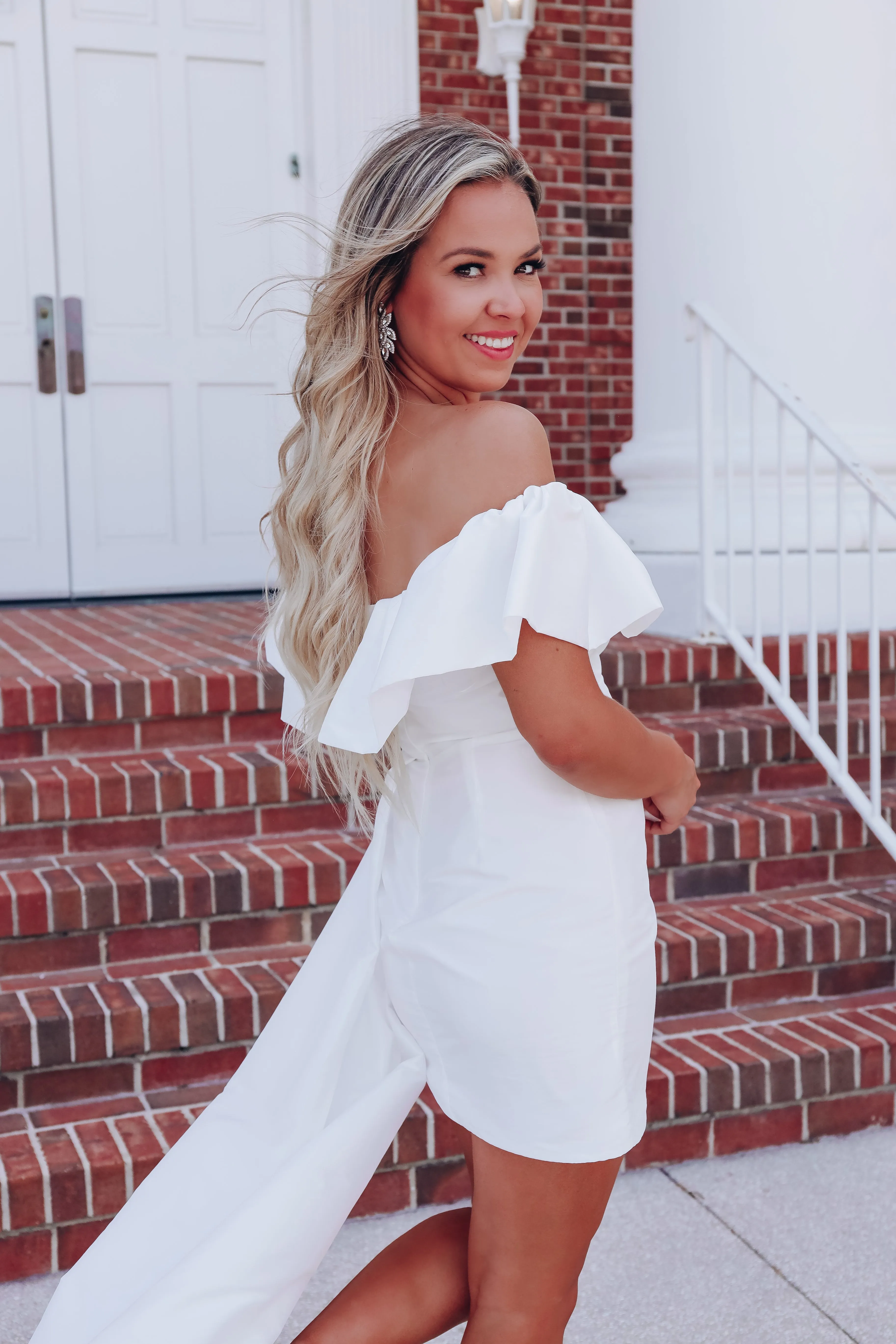 Flaunt It Asymmetrical Off Shoulder Mini Dress - Ivory