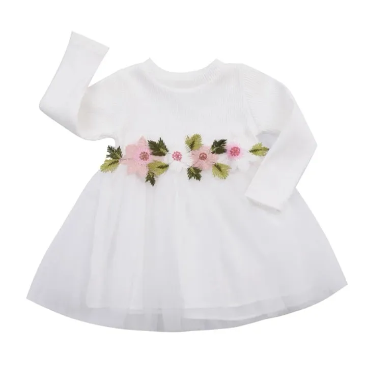 Floral Tulle Dress White