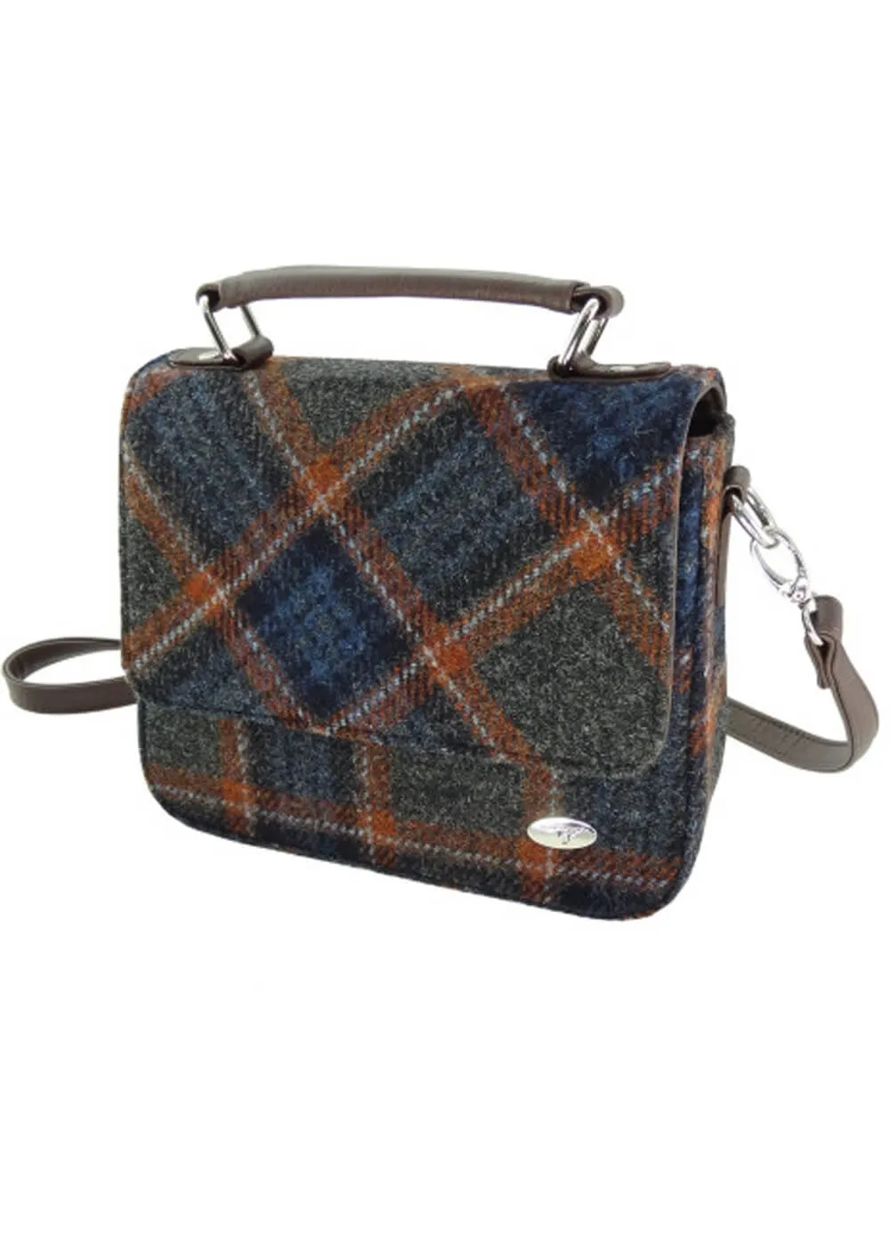 Glen Appin of Schotland Thurso Harris Tweed Tartan Bag Grey Rust