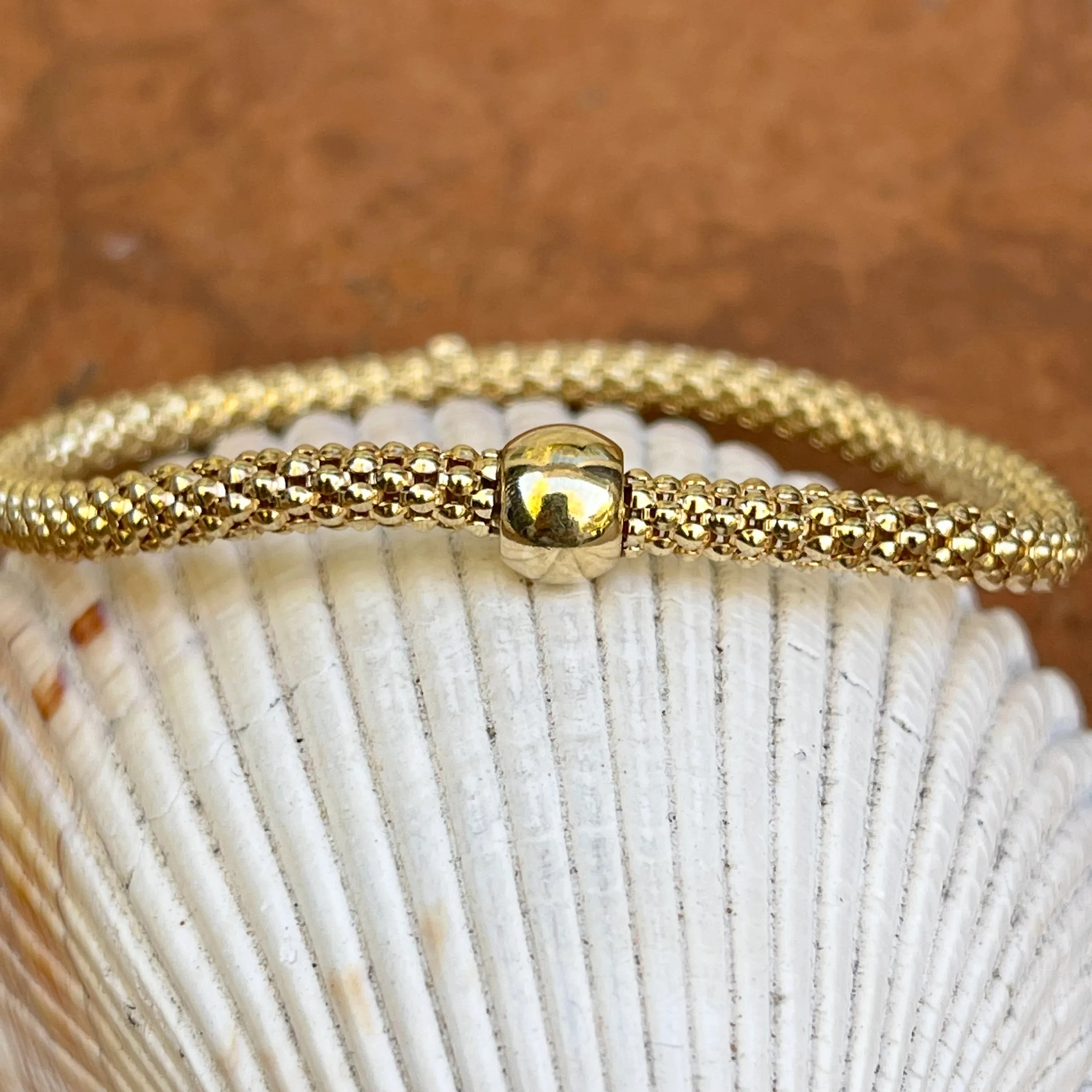 Gold-Plated Sterling Silver Flexible Woven Weave Mesh Stretch Bracelet