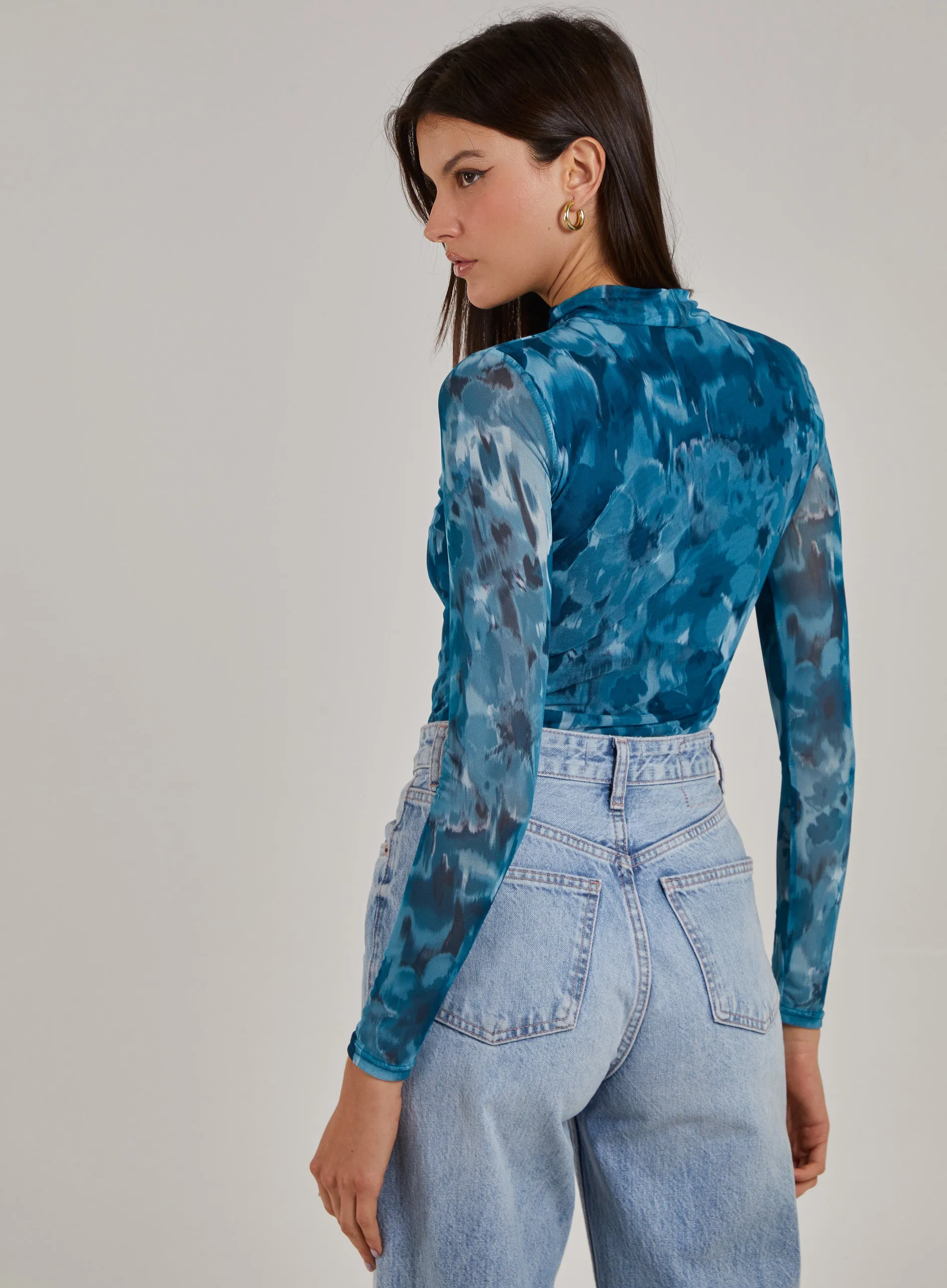 Graphic Floral High Neck Bodysuit